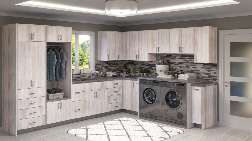 modern laundry room design and cabinetry