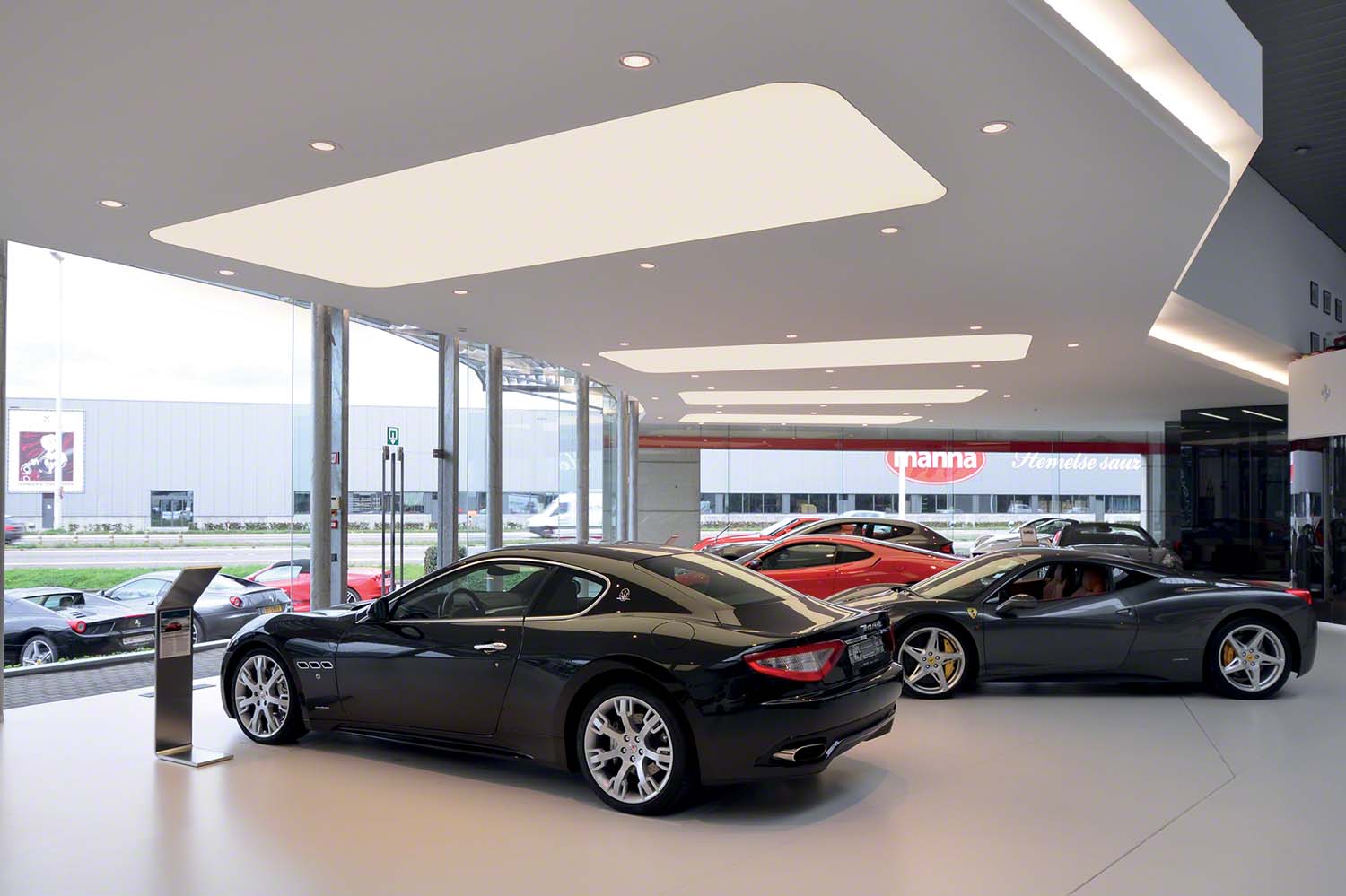 stretch ceiling in ferrari dealership