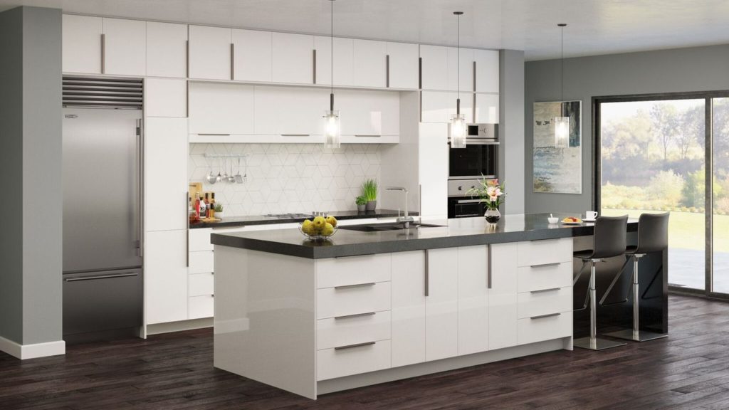 white and grey modern kitchen design